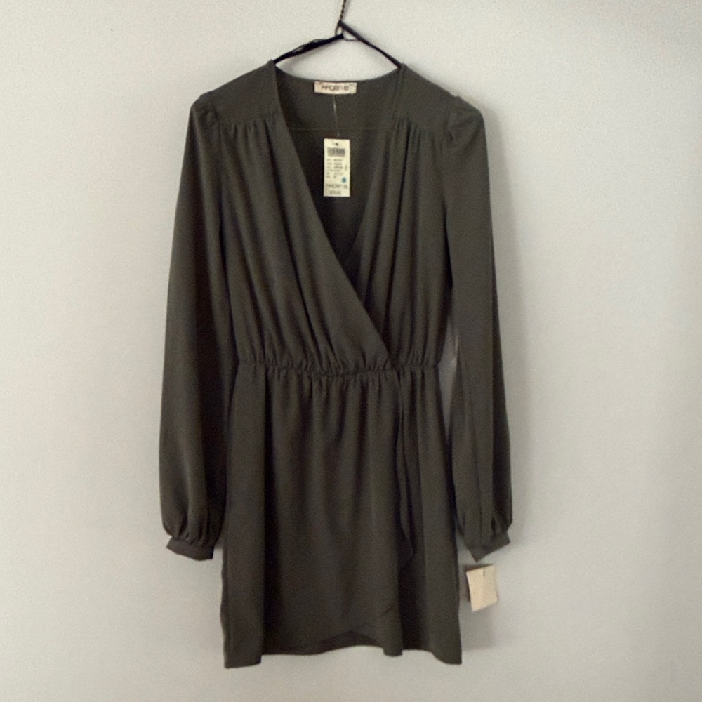 Arden B Olive Long Sleeve Dress